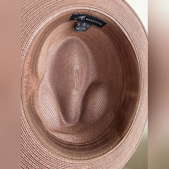 Montique H-42 Mens Straw Fedora Hat Brown